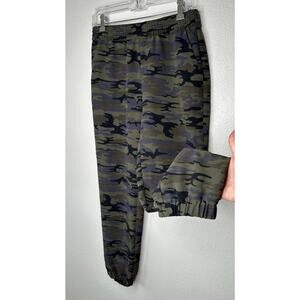 Sanctuary Green Black Blue Camo Print Cinch Waist Banded Joggger S